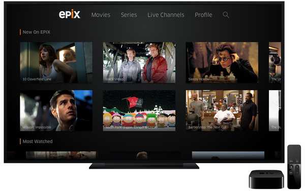 Rețeaua de divertisment premium Epix lansează aplicația Apple TV cu proces gratuit