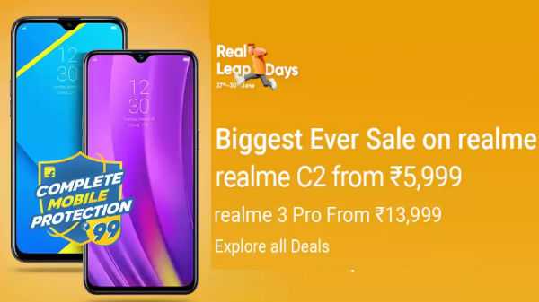 Realme Leap Days Flipkart erbjudanden - Realme 3 Pro, Realme C1, Realme 2 Pro och mer på rabatt
