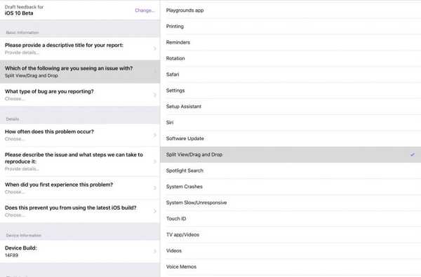 I riferimenti al trascinamento della selezione su iPad individuati nell'app Apple Feedback prima di iOS 11 rivelano