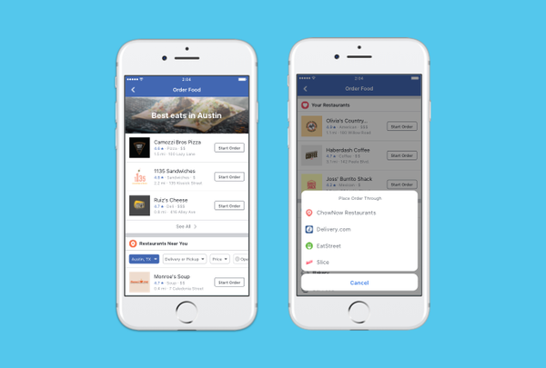 Erinnerung Mit Facebook können Sie jetzt Lebensmittel zum Mitnehmen oder zur Lieferung bestellen
