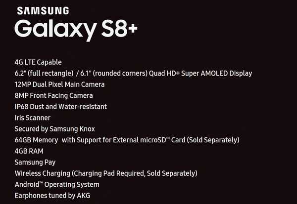 Samsung tar på seg iPhone 8 med 6.2 Galaxy S8 + med øyeskanner, Quad HD + skjerm og mer
