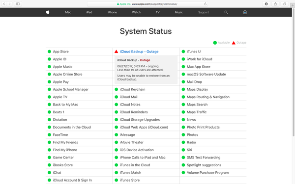 Alguns usuários estão tendo problemas com o serviço iCloud Backup da Apple