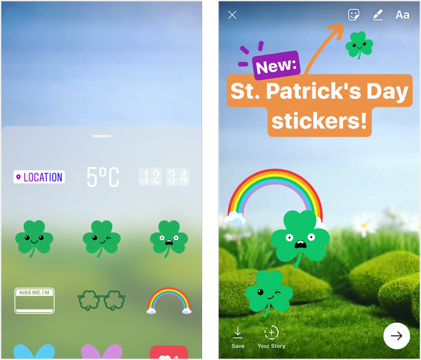 St. Patrick's Day-stickers worden op Instagram gelanceerd