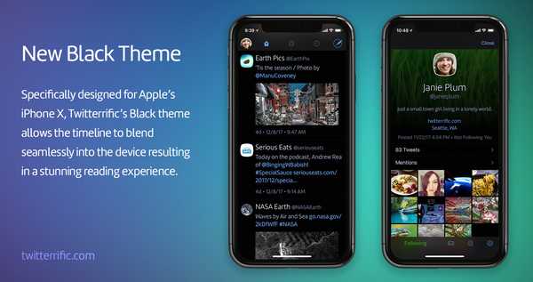 Twitterrific dezvăluie tema neagră optimizată pentru iPhone X și alte funcții noi