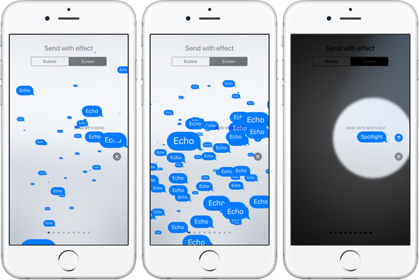 Regardez la vidéo iOS 11 Messages de nouveaux effets plein écran Echo et Spotlight en action