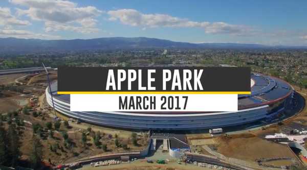 Tonton rekaman drone baru tentang perkembangan konstruksi Apple Park