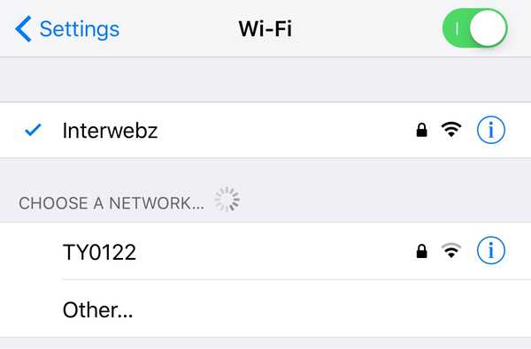 WiFi Top Toggle verplaatst de locatie van de Wi-Fi-tuimelschakelaar in Instellingen