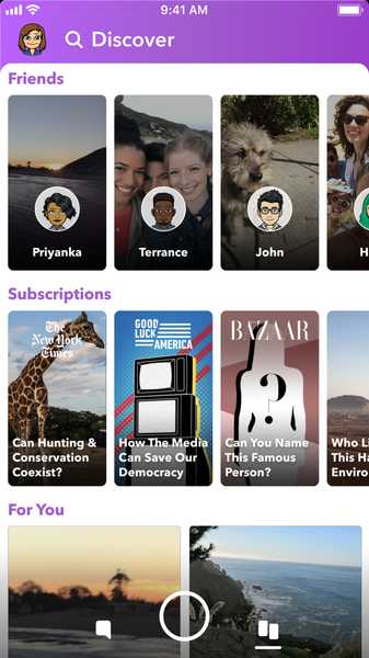 Le tue storie tornano alla pagina Scopri come parte di un nuovo test Snapchat