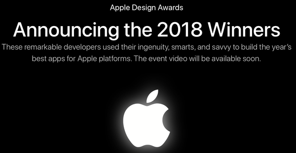 Annunciati i vincitori dell'Apple Design Award 2018