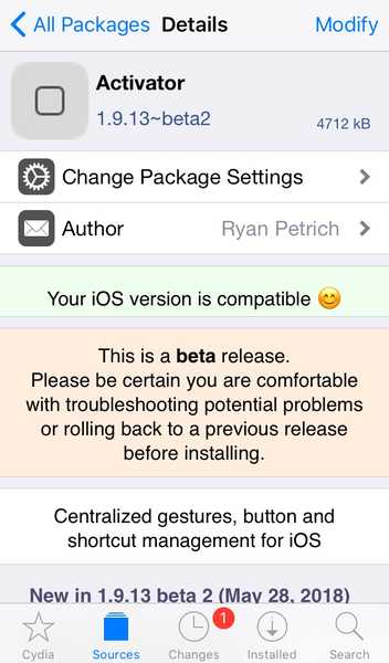 Activator rileva la compatibilità di iOS 11 nell'ultimo aggiornamento