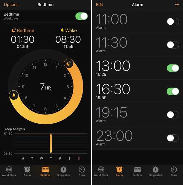 Aggiungi timer per il conto alla rovescia alle sveglie in sospeso con iPhone con SleepyTime