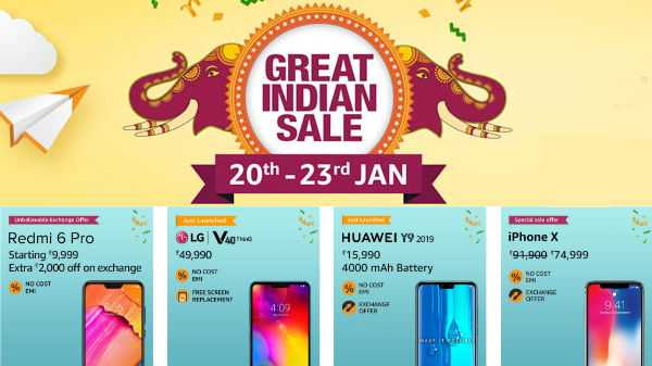 Offre spéciale d'échange Amazon Great Indian Sale, remises sur les smartphones