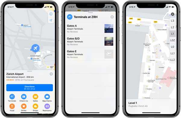 Apple Maps legger til veibeskrivelser i Sveits, innekart for flyplassen i Zürich