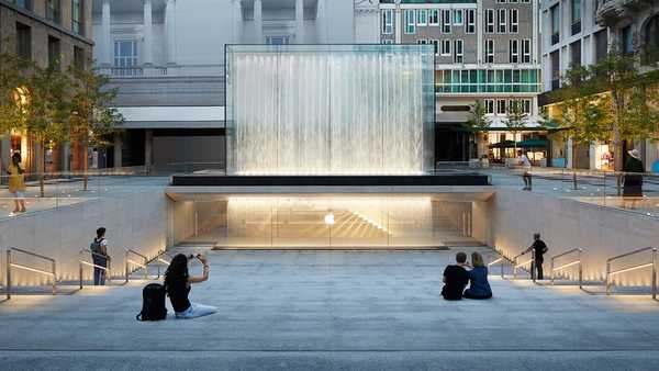 Apple geeft een voorproefje van de Piazza Liberty-winkel in Milaan met dramatische glazen fontein