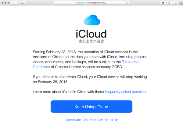 Apple übergibt iCloud-Daten im kommenden Monat auf dem chinesischen Festland an einen staatlichen Partner vor Ort