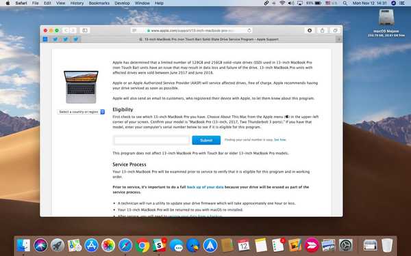 Apple dezvăluie programul de înlocuire SSD pentru 13 MacBook Pro fără Touch Bar