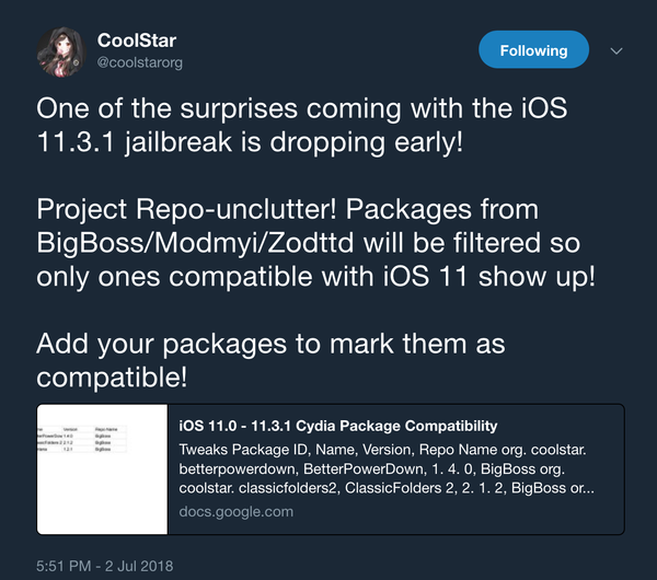 CoolStar Electra 11.3.1 pentru a filtra modificările incompatibile din depozitele implicite ale Cydia