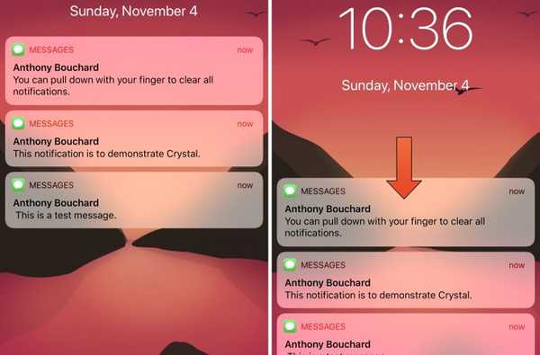 O Crystal permite limpar todas as notificações não lidas com um gesto suspenso