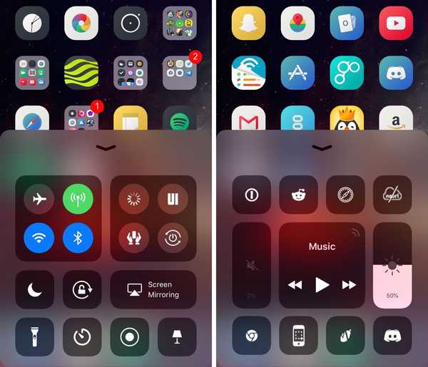 Duo fügt dem Control Center in iOS 11 eine zweite Seite hinzu