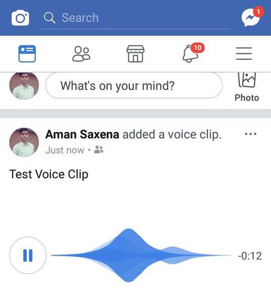 Facebook teste maintenant les clips vocaux comme option de mise à jour du statut