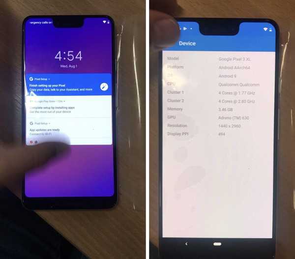 Google Pixel 3 XL peut avoir une encoche sensiblement plus haute que l'iPhone X et un menton en bas