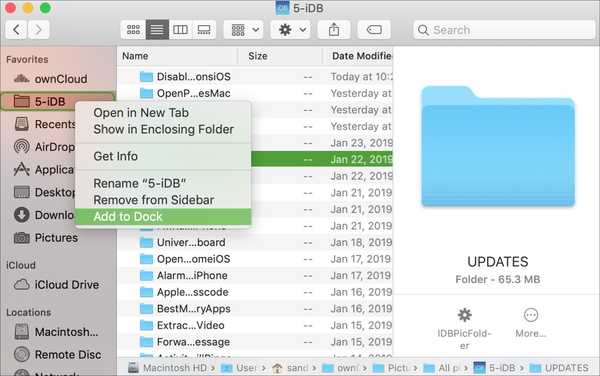Cara menambahkan folder dari Bilah Sisi Finder ke Dock di Mac