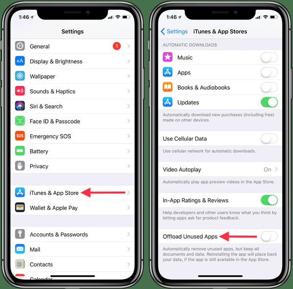 Hvordan automatisk laste av ubrukte apper på iOS for å gjenvinne lagringsplass