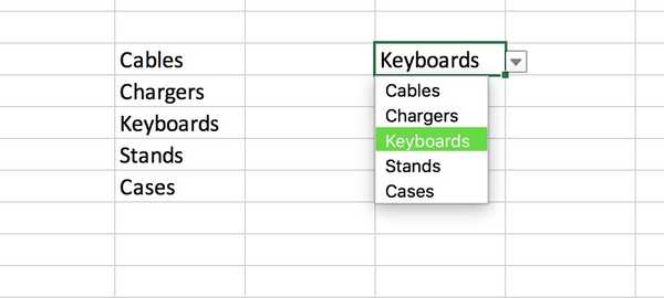 Cum se creează liste derulante în Excel pe Mac