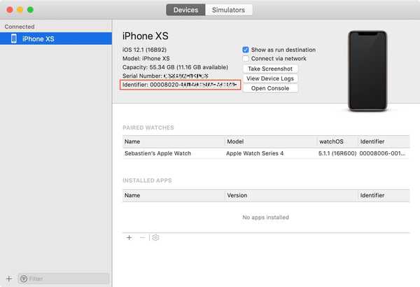 Cómo encontrar el UDID de iPhone XS, iPhone XS Max y iPhone XR