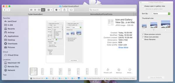 Slik angir du standardvisning og sorteringsrekkefølge for en mappe på Mac