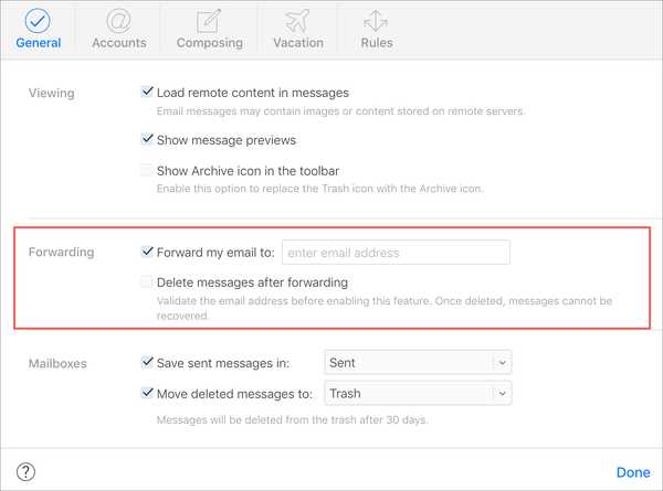 Hoe iCloud e-mail doorsturen naar een ander adres in te stellen
