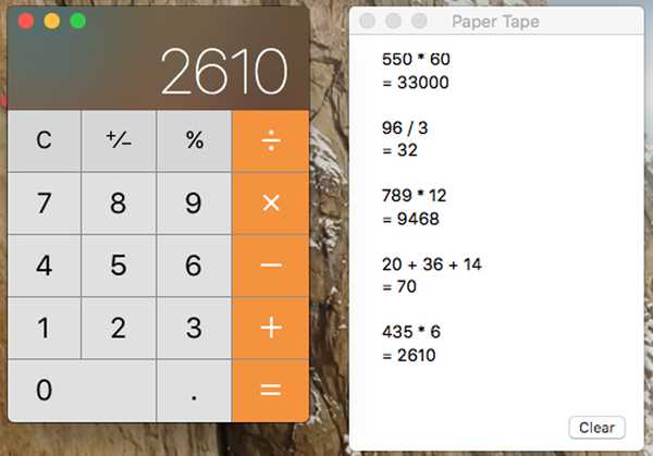 Slik viser du et papirbånd for Mac Calculator-appen