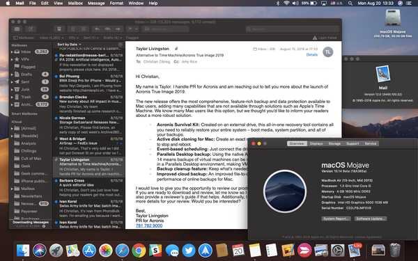 Hvordan bytte mellom mørk og lysmodus spesielt for e-post i Mail on macOS Mojave