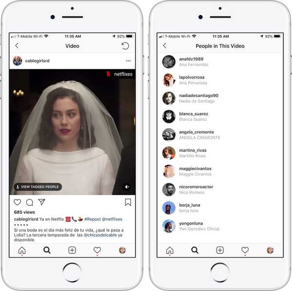 Instagram test het taggen van vrienden in video's