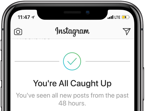 Instagram ti avviserà quando avrai visto tutti i nuovi post