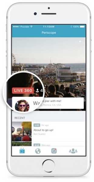 Gli utenti iOS possono ora trasmettere video a 360 gradi su Periscope