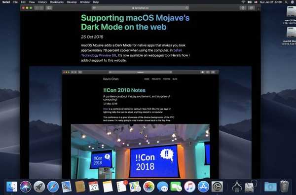 macOS Mojave 10.14.4 aktiverer automatisk Dark Mode på nettsteder med svarte temaer