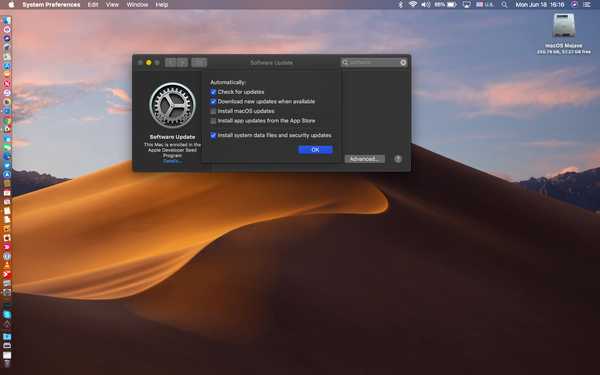 O macOS Mojave move a Atualização de software da Mac App Store de volta para as Preferências do sistema