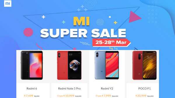 Mi Super Sale (25 tot 28 maart) Redmi Note 6 Pro, Poco F1, Redmi Y2 en meer