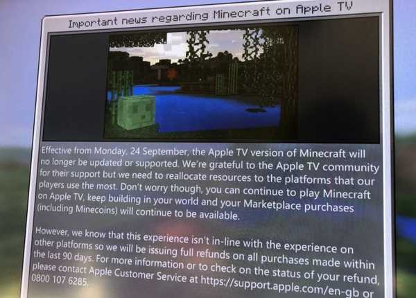 Microsoft ha terminato il supporto per Minecraft per Apple TV per mancanza di interesse