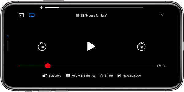 Test Netflix test di scrematura di 10 secondi e cursore del volume discreto nell'app iOS