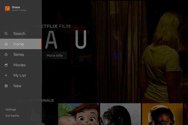 Antarmuka Apple TV dari Netflix membawa pintasan praktis ke menu sidebar