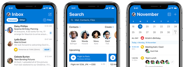 Outlook para iOS está ganando un diseño de encabezado azul, comentarios sensoriales de navegación y más