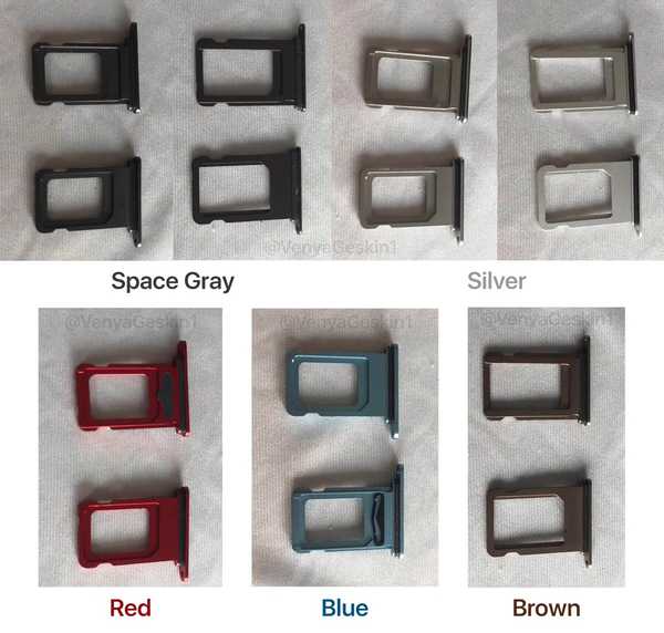 Fotos mostrando bandejas SIM coloridas vazam supostamente para o iPhone Xr LCD de 6,1 polegadas da Apple