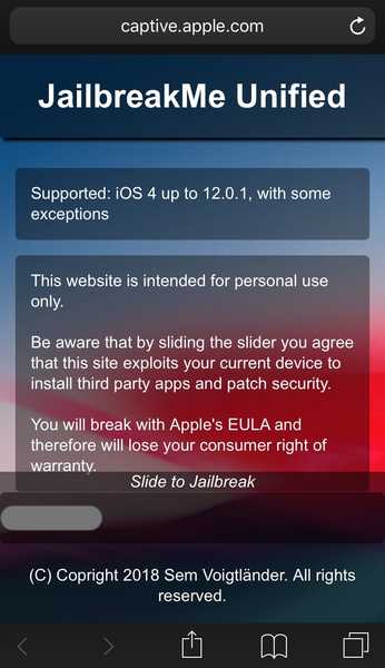 Möglicher JailbreakMe-ähnlicher Jailbreak für iOS 4.0-12.0.1 in Arbeit