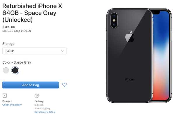Modelli di iPhone X ricondizionati ora disponibili da Apple, a partire da $ 769 spediti