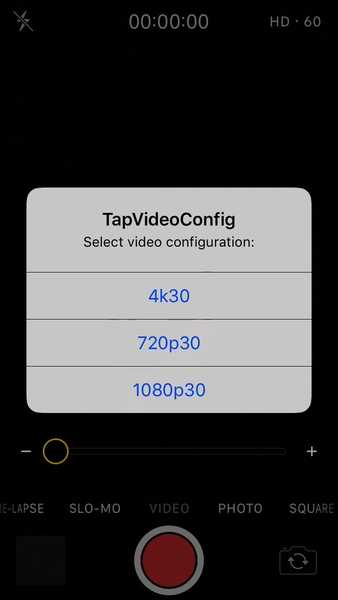 TapVideoConfig vous permet de régler la qualité d'enregistrement de votre iPhone depuis l'application Appareil photo