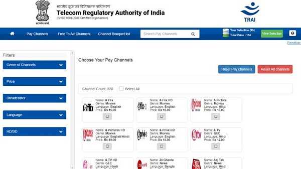 TRAI Channel Selector App So berechnen Sie, wie viel Sie nach dem 1. Februar für DTH bezahlen