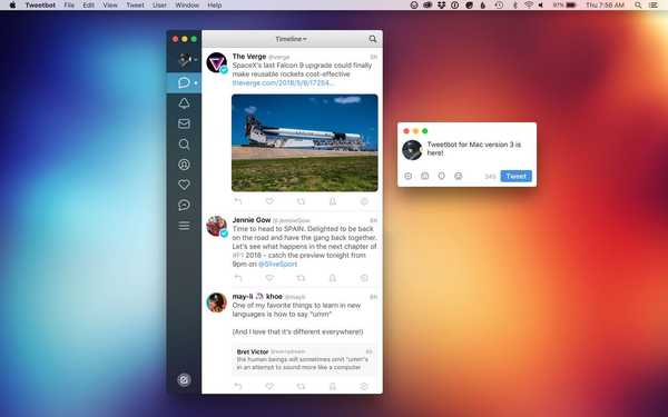 O Tweetbot 3 para Mac oferece interface do usuário mais limpa, modo escuro e outras vantagens, mas requer uma taxa de atualização