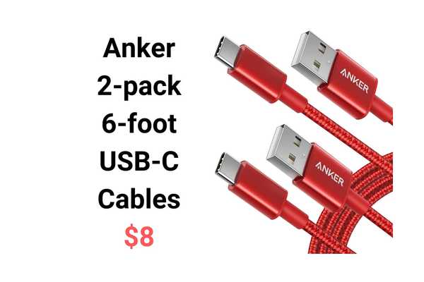 8 dollar for 2 Anker flettet USB-C til USB-A kabler og andre tekniske avtaler